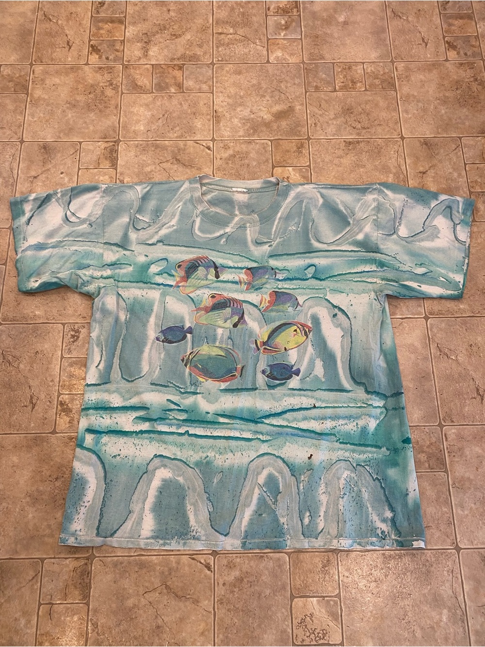 VTG 1994 Deep Sea T’s Ocean T-shirt sz XXL All Over Print Single Stitch Fish